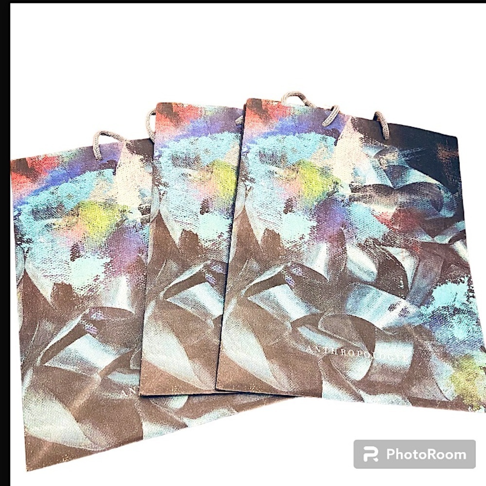 Anthropologie Lot of 3 Receive, Regift,  Relove Recyclable Gift Bags.
